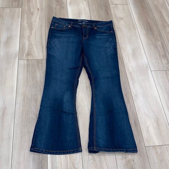 VGUC Vintage Source of Wisdom Torrid Brand Flare Bootcut Denim Jeans Size 16 - Picture 1 of 7